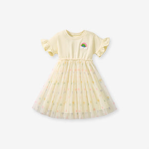 Toddler & Kids Yellow Ruffle Sleeve Dress for Girls