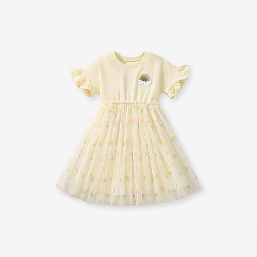 Toddler & Kids Yellow Ruffle Sleeve Dress for Girls