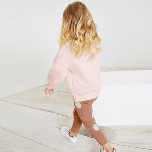 Fleece-Lined Bear Sweatshirt & Polka Dot Leggings Set-Toddler & Kids