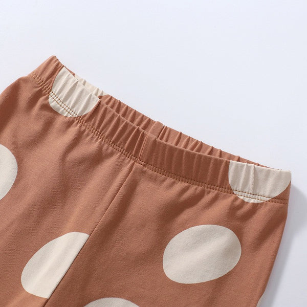Fleece-Lined Bear Sweatshirt & Polka Dot Leggings Set-Toddler & Kids