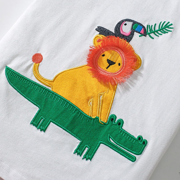 2-Piece Lion & Alligator Summer Outfit for Toddler & Kids (2T–7T)