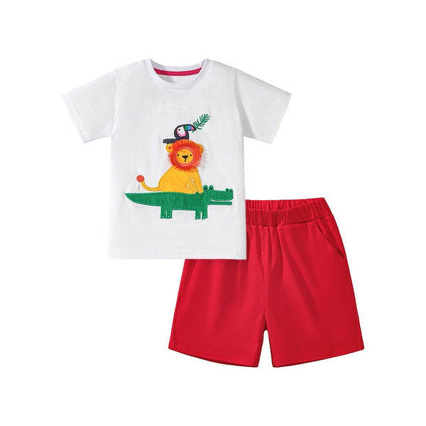 2-Piece Lion & Alligator Summer Outfit for Toddler & Kids (2T–7T)