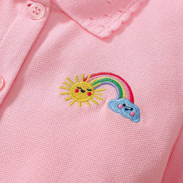 Toddlers & Kids Polo Cotton Dress with Rainbow Embroidery