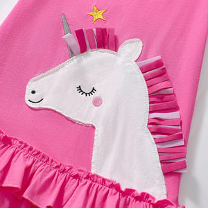 Toddler & Kids Pink Unicorn Ruffle Dress