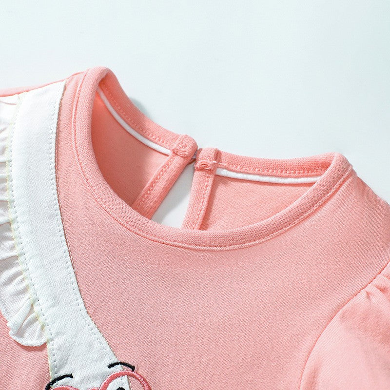 Toddler & Kids Goose Embroidered Ruffle Dress