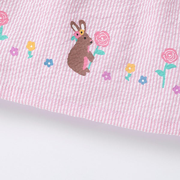 Toddler & Kids Pink Bunny Embroidered Dress