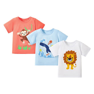 Toddler & Kids Animal Print Short Sleeve T-Shirts – Individual or 3-Pack
