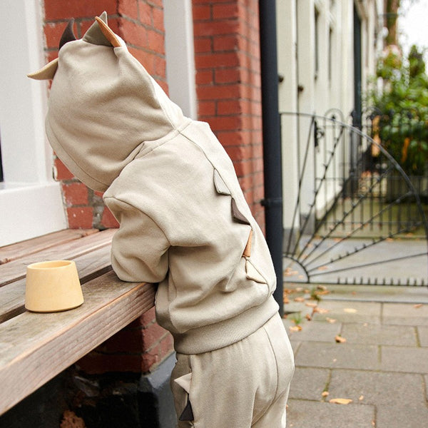 Toddler & Kids Dinosaur Hoodie and Pants Set – Beige 2T to 7T