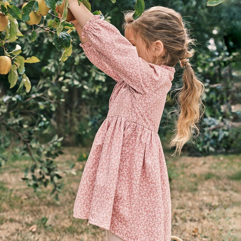 Kids and Toddler Charming Pink Floral Long Sleeve Dress