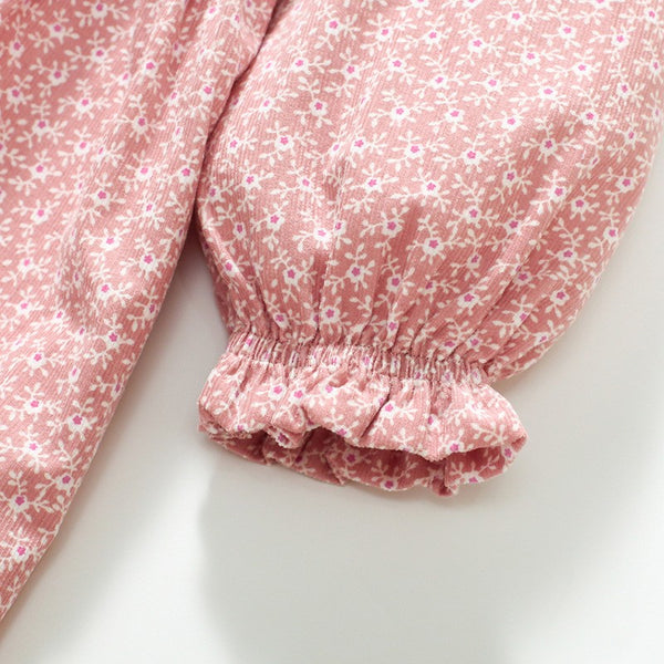 Kids and Toddler Charming Pink Floral Long Sleeve Dress