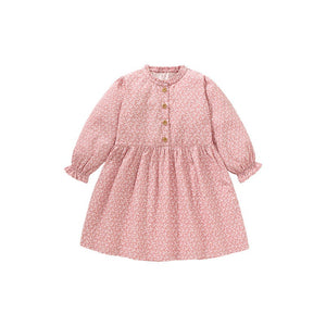 Kids and Toddler Charming Pink Floral Long Sleeve Dress