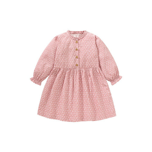 Kids and Toddler Charming Pink Floral Long Sleeve Dress