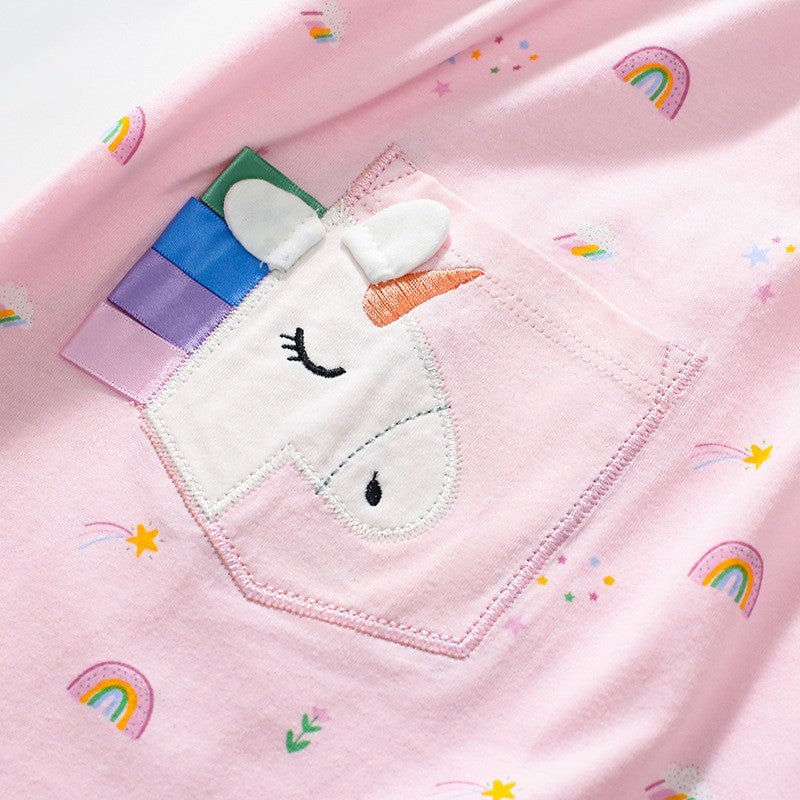 Toddler & Kids Unicorn Rainbow Cotton Dress