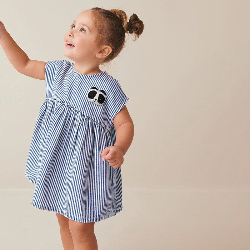 Toddlers & Kids Striped Panda Patch Dress