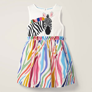Toddlers & Kids Rainbow Zebra Dress