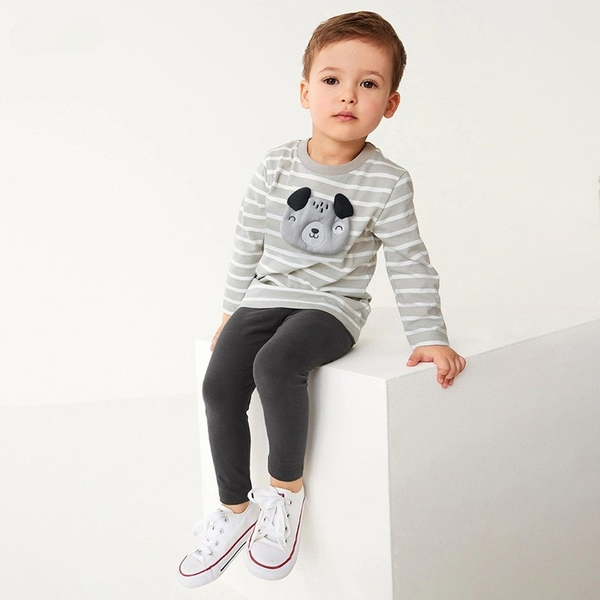 Toddlers & Kids Puppy Face Striped Two-Piece Set