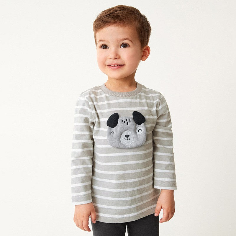 Toddlers & Kids Puppy Face Striped Two-Piece Set