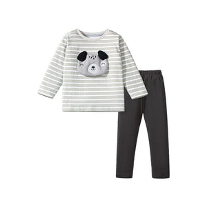 Toddlers & Kids Puppy Face Striped Two-Piece Set