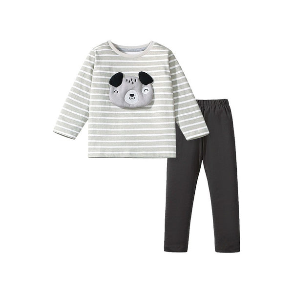 Toddlers & Kids Puppy Face Striped Two-Piece Set