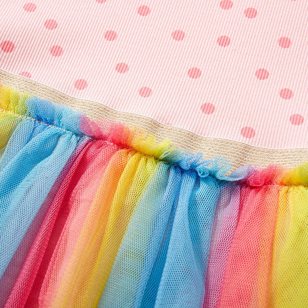 Toddlers & Kids Pink Polka Dot & Rainbow Tulle Dress