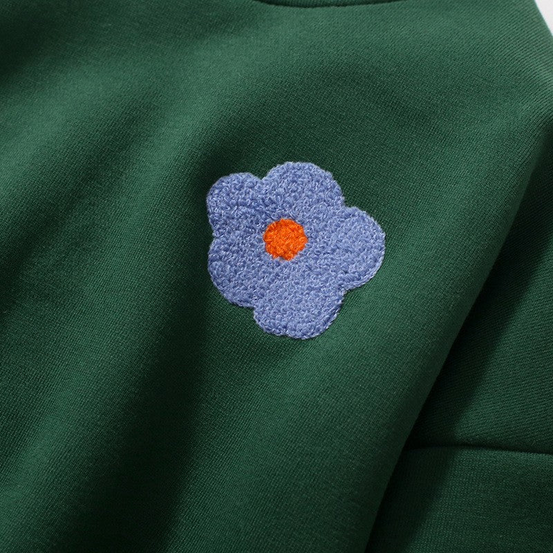Toddlers & Kids Forest Green Flower Sweatshirt for Girls