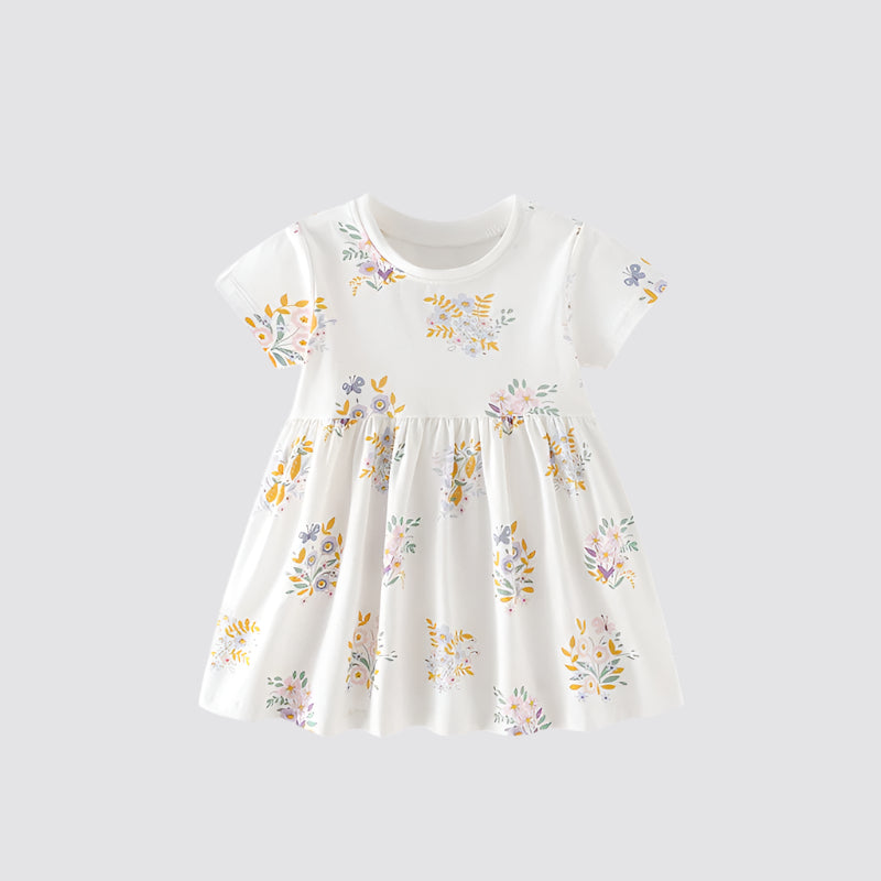 Toddlers & Kids White Floral Print Dress