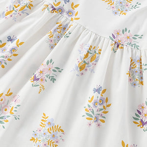 Toddlers & Kids White Floral Print Dress