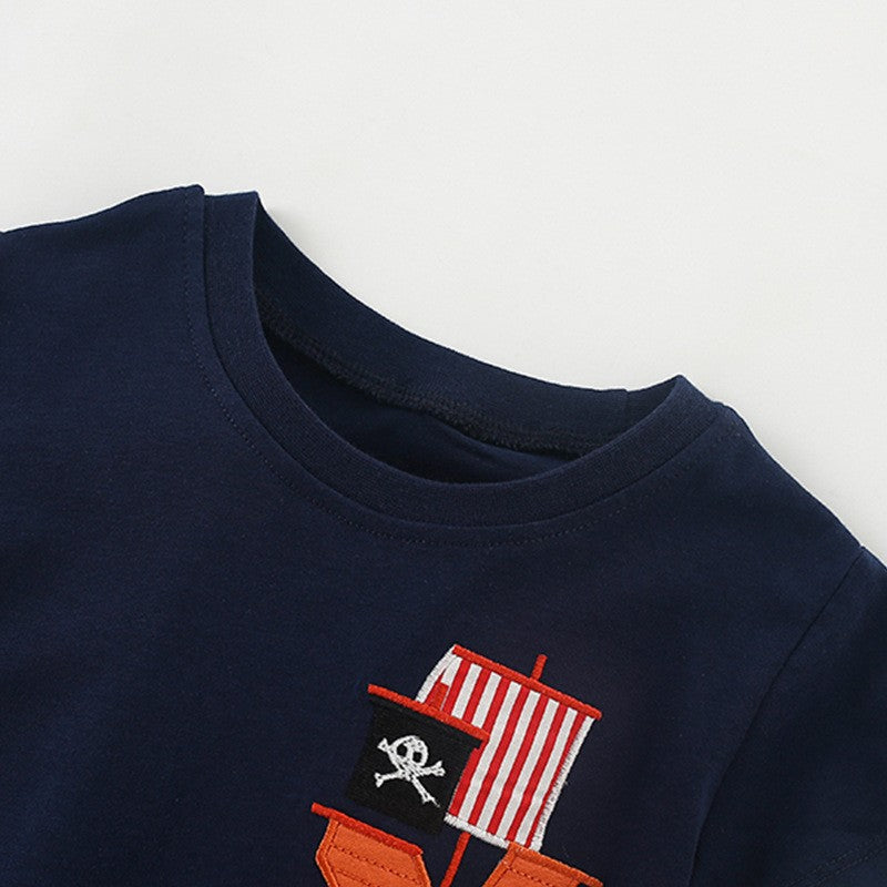 Toddlers & Kids Pirate Ship & Dino Shorts Outfit for Boys