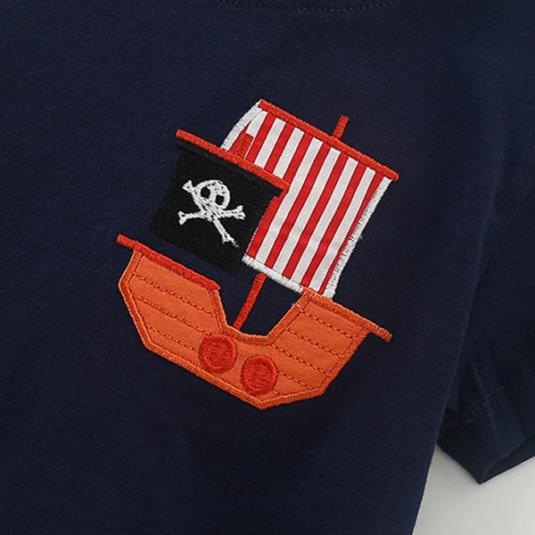 Toddlers & Kids Pirate Ship & Dino Shorts Outfit for Boys