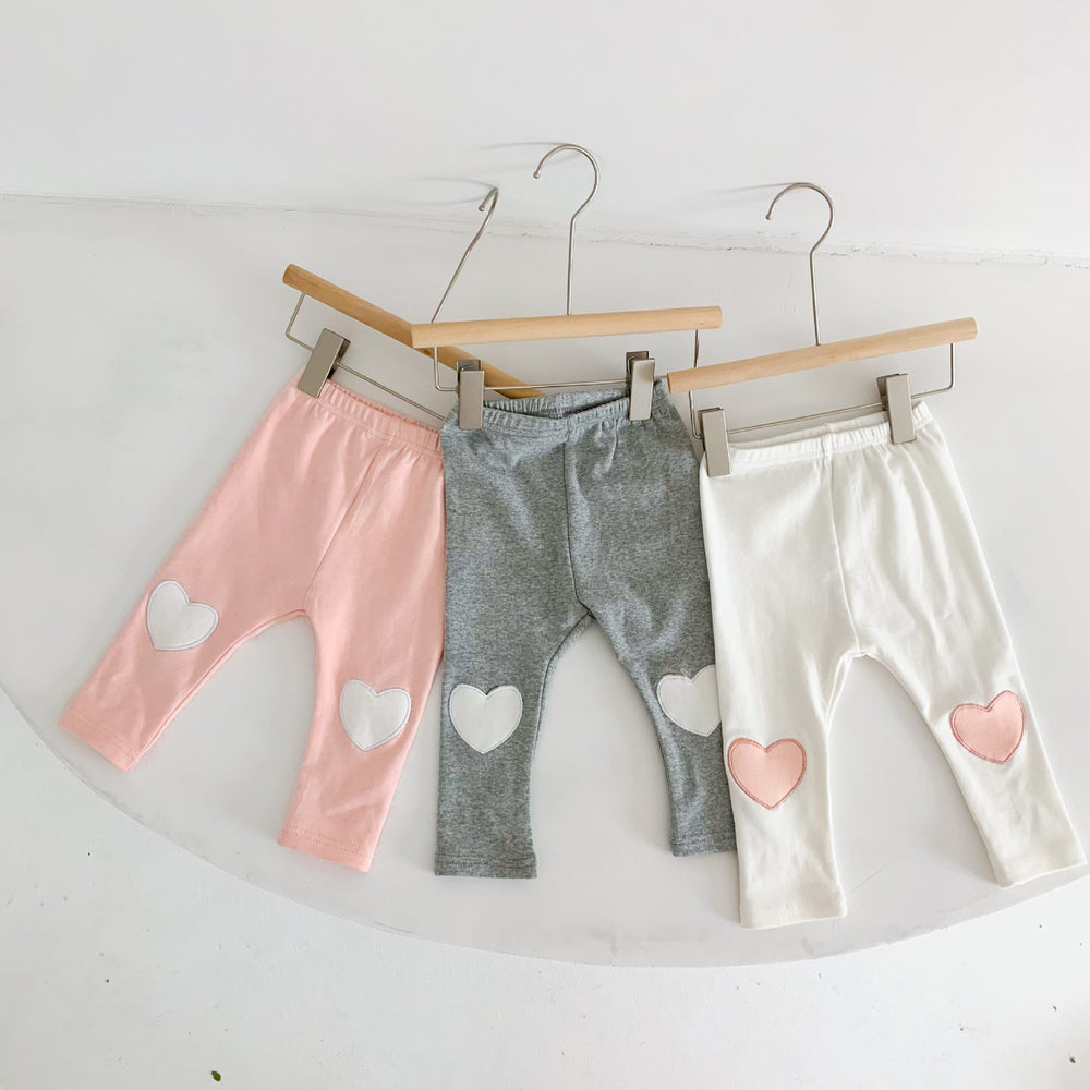 Baby Heart-Patch Leggings for Girls