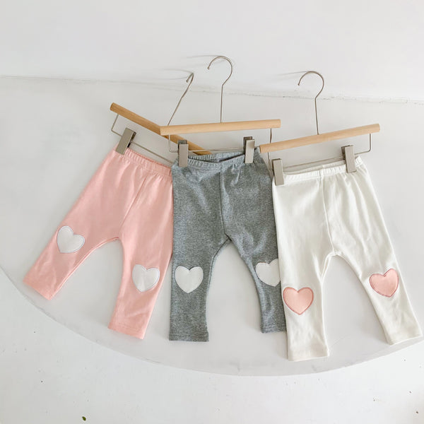 Baby Heart-Patch Leggings for Girls