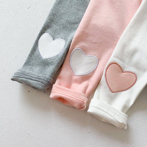 Baby Heart-Patch Leggings for Girls
