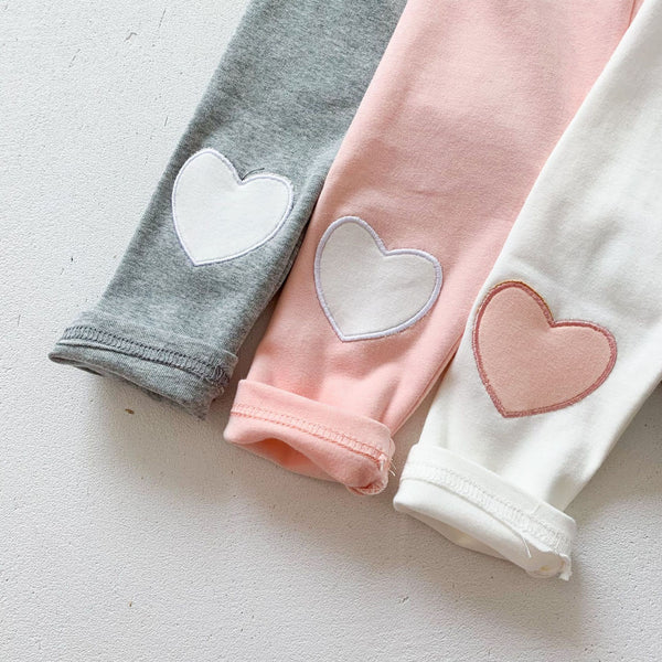 Baby Heart-Patch Leggings for Girls