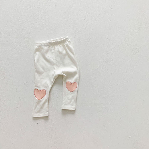Baby Heart-Patch Leggings for Girls