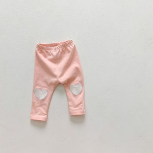 Baby Heart-Patch Leggings for Girls