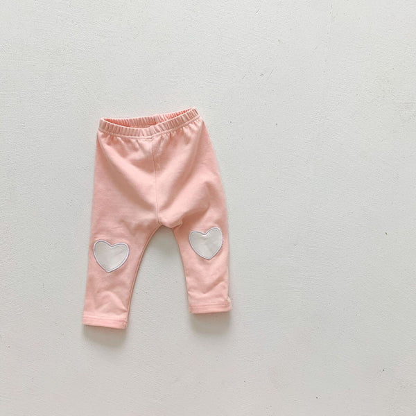 Baby Heart-Patch Leggings for Girls
