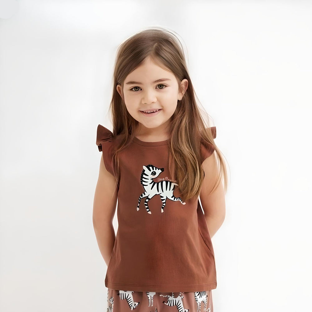 Toddlers & Kids Zebra Flutter Sleeve Top for Girls
