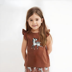 Toddlers & Kids Zebra Flutter Sleeve Top for Girls