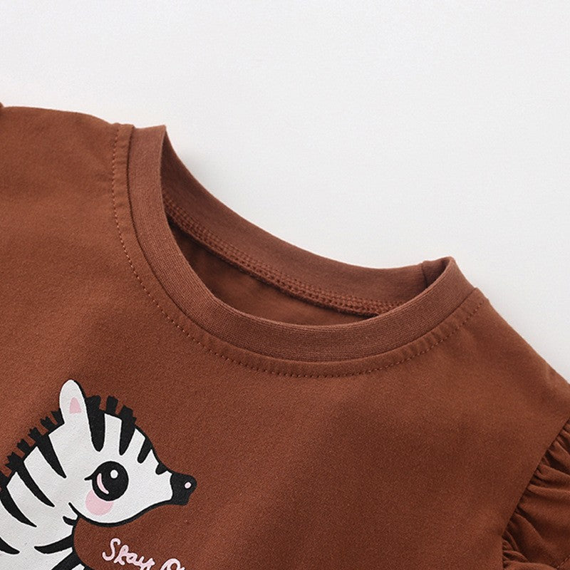 Toddlers & Kids Zebra Flutter Sleeve Top for Girls