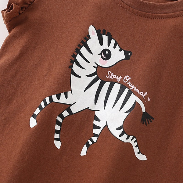 Toddlers & Kids Zebra Flutter Sleeve Top for Girls