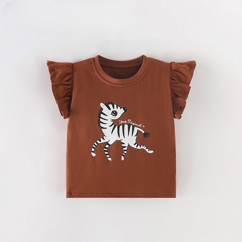 Toddlers & Kids Zebra Flutter Sleeve Top for Girls