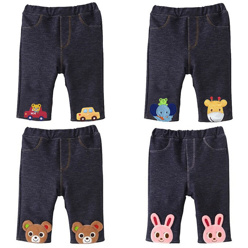 Boy and Girl Animal Friends Knee-Length Denim Pants for Baby, Toddler & Kids