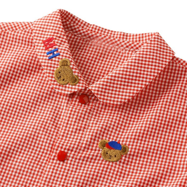 Baby, Toddler & Kids Charming Teddy Bear Gingham Shirts for Boys