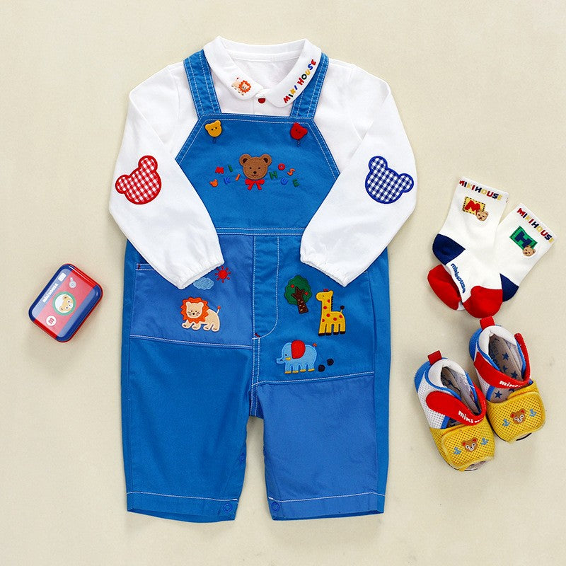 Baby, Toddler & Kids Animal Safari Toddler Overalls - Available in Blue & Pink for Boys and Girls