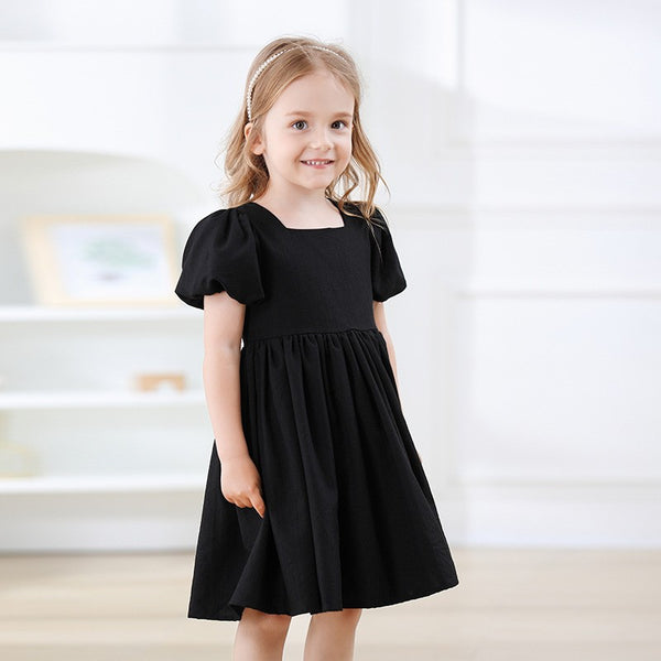 Girls Classic Cotton Square Neck Dress