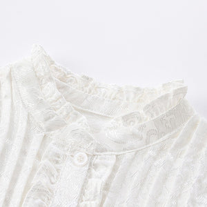 Elegant White Lace Tiered Dress for Girls | Vintage-Inspired Special Occasion Wear
