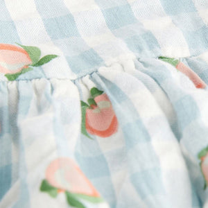 Charming Checkered Floral Print Dress for Little Girls