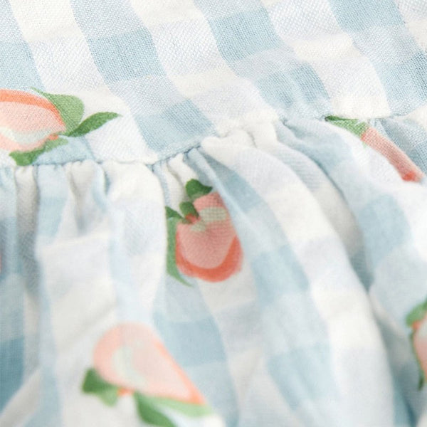 Charming Checkered Floral Print Dress for Little Girls