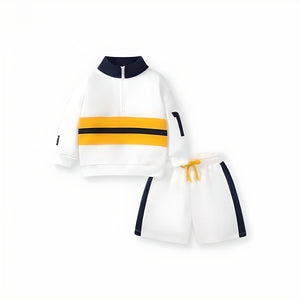 Sporty Stripes Sweatshirt & Shorts Set