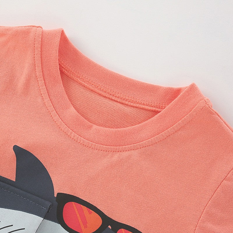 Shark Kids T-Shirt with 3D Tail & Sunglasses